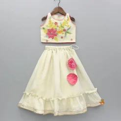 Online Floral Embroidered Top And Flared Lehenga Ethnic Wear | Lehengas & Ghagras