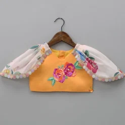 Sale Floral Embroidered Top And Printed Lehenga With Net Dupatta Ethnic Wear | Lehengas & Ghagras