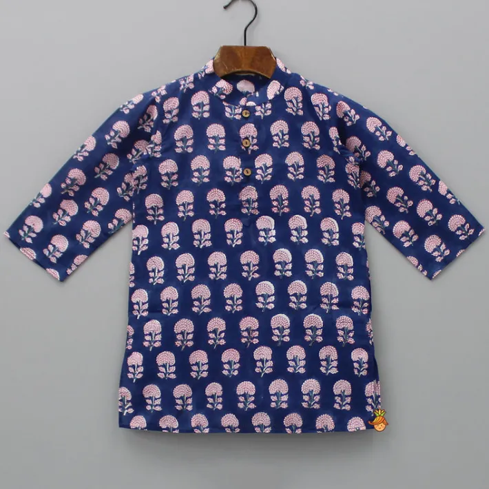 Best Floral Hand Block Printed Blue Kurta And Pyjama BOY Indian Ethnic Wear | Ethnic Sets