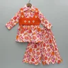 Clearance Floral Multicolour Printed Shirt Style Kurti With Jacket And Palazzo Ethnic Wear | Palazzos & Shararas
