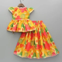 Outlet Floral Multicolour Printed Angarkha Style Peplum Top And Lehenga Ethnic Wear | Lehengas & Ghagras