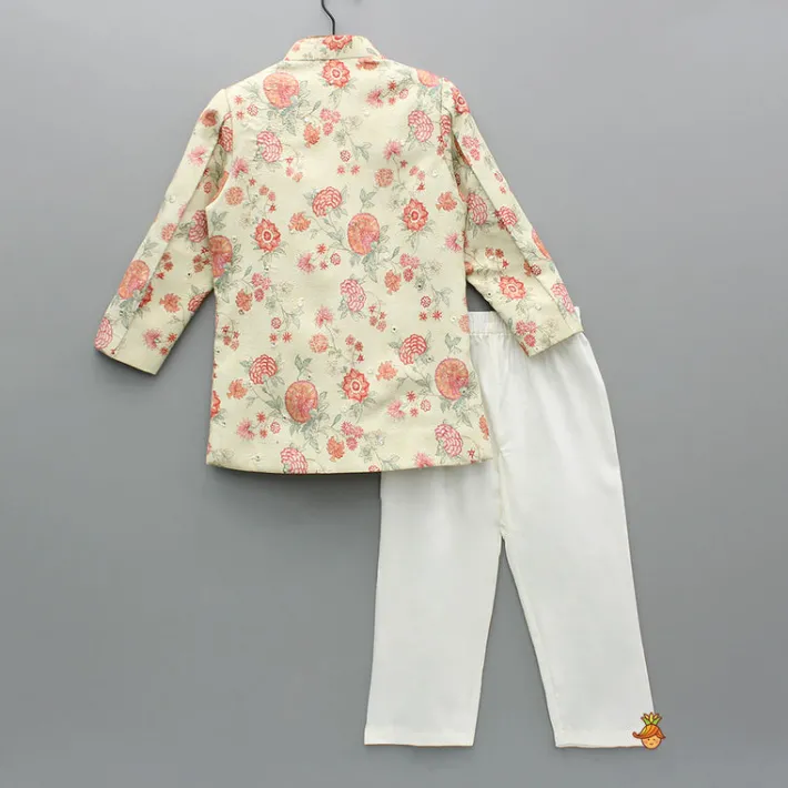 Best Floral Multicolour Printed Sherwani And Pyjama BOY Indian Ethnic Wear | Sherwani Sets