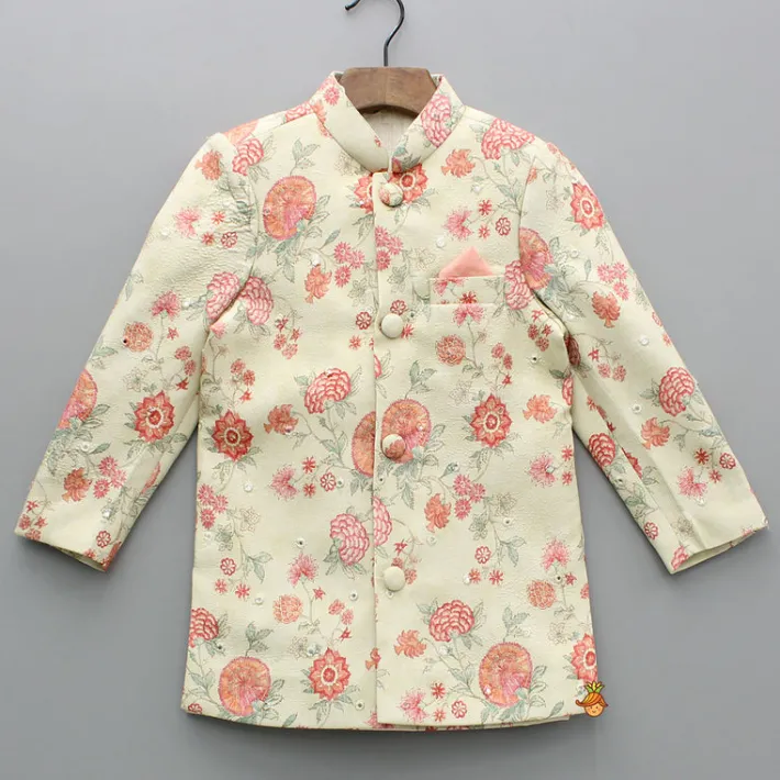 Best Floral Multicolour Printed Sherwani And Pyjama BOY Indian Ethnic Wear | Sherwani Sets