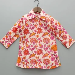 Clearance Floral Multicolour Printed Shirt Style Kurti With Jacket And Palazzo Ethnic Wear | Palazzos & Shararas
