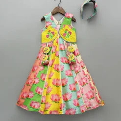 Sale Floral Multicoloured Flared Kurti With Matching Hairband Ethnic Wear | Kurtis & Jumpsuits