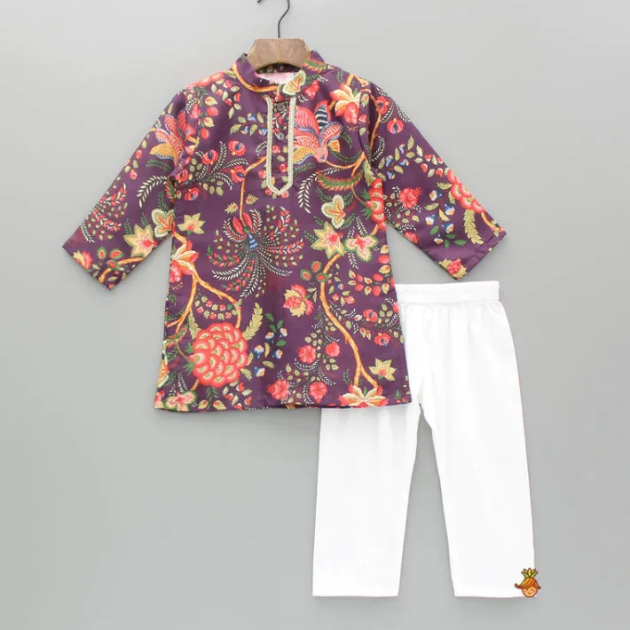 New Floral Multicoloured Printed Kurta With Pyjama BOY Indian Ethnic Wear | Ethnic Sets