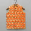 Fashion Floral Orange Brocade Jacket BOY Indian Ethnic Wear | Ethnic Jackets