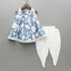 New Floral Print Blue Kurta With Dhoti Ethnic Wear | Dhotis & Patialas