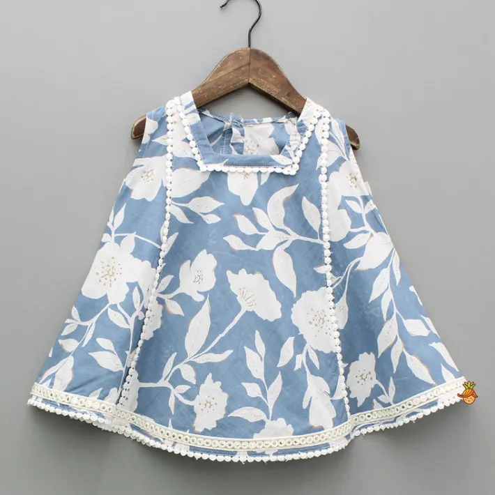 New Floral Print Blue Kurta With Dhoti Ethnic Wear | Dhotis & Patialas