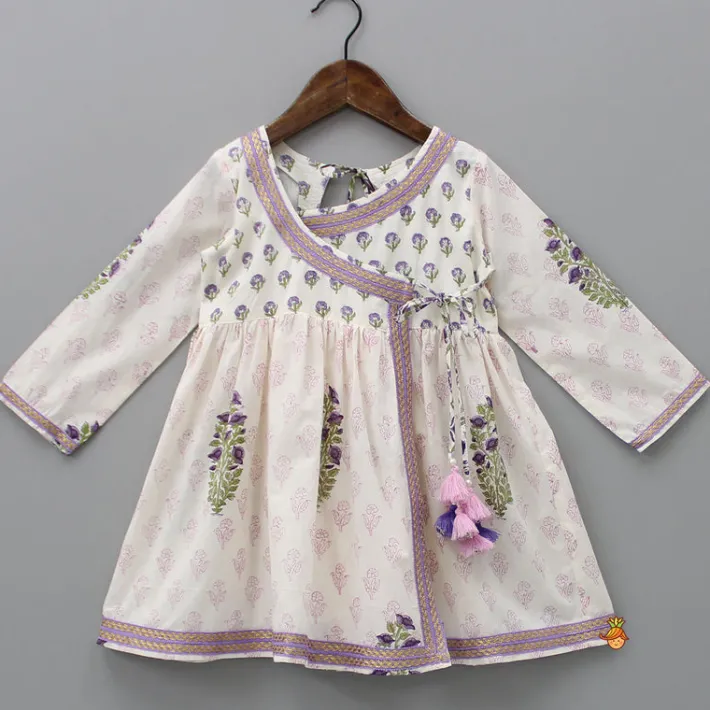 Outlet Floral Printed Angarkha Styled Kurti And Dhoti Twinning Sets | Ethnic Wear