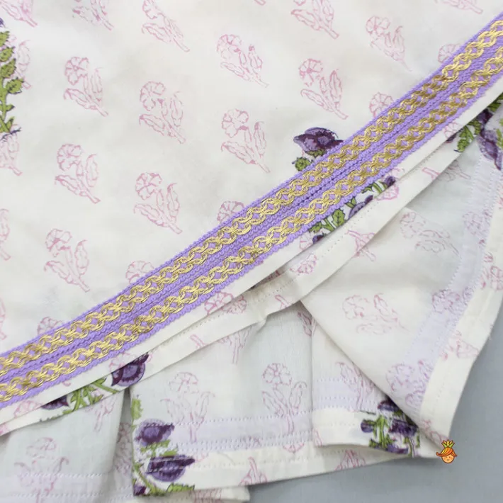 Outlet Floral Printed Angarkha Styled Kurti And Dhoti Twinning Sets | Ethnic Wear