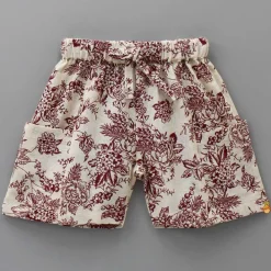 Clearance Floral Printed Beige Shirt And Shorts BOY Sets