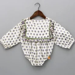Fashion Floral Printed Bodysuit With Overlap Front Twinning Sets | Baby Essentials