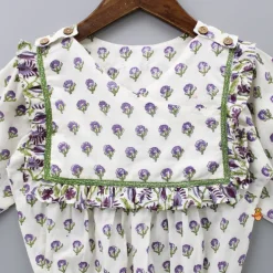 Fashion Floral Printed Bodysuit With Overlap Front Twinning Sets | Baby Essentials