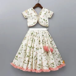 Discount Floral Printed Crop Top With Lehenga And Net Dupatta Ethnic Wear | Lehengas & Ghagras