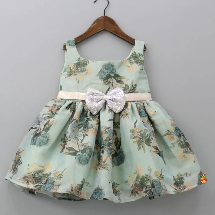 Outlet Floral Printed Dress With Sequins Embroidered Bow Dresses & Sets | Dresses