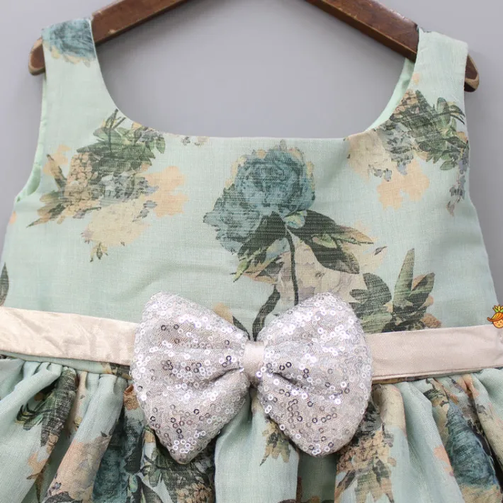 Outlet Floral Printed Dress With Sequins Embroidered Bow Dresses & Sets | Dresses