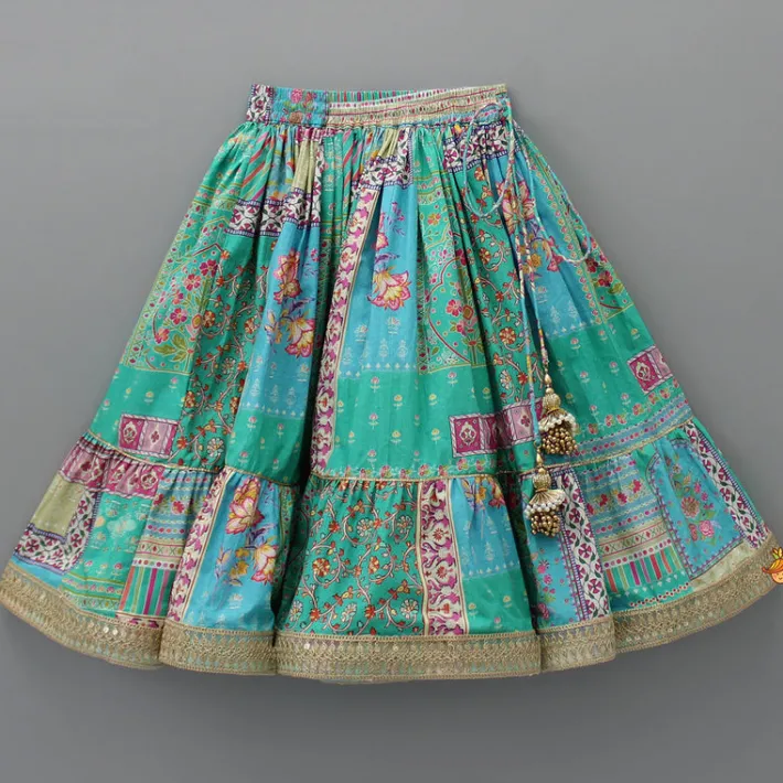 Hot Floral Printed Gota Lace Top With Lehenga Ethnic Wear | Lehengas & Ghagras