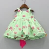 Sale Floral Printed Green Dress With Contrasting Back Bow Dresses & Sets | Dresses