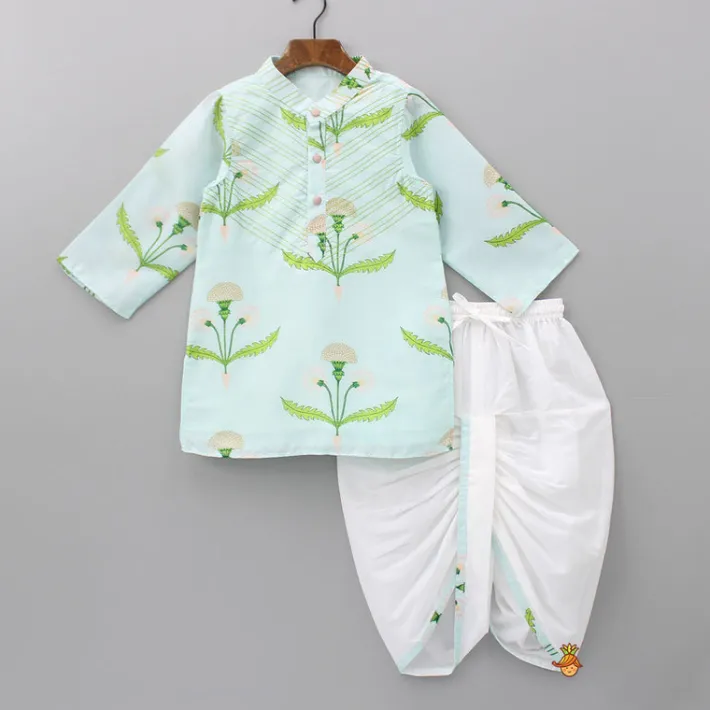 Discount Floral Printed Green Kurta With Dhoti BOY Indian Ethnic Wear | Ethnic Sets