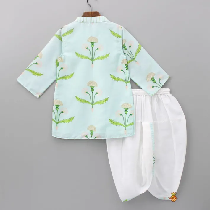 Discount Floral Printed Green Kurta With Dhoti BOY Indian Ethnic Wear | Ethnic Sets