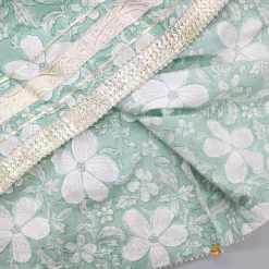 Discount Floral Printed Green Kurti And Striped Pant With Dupatta Ethnic Wear | Churidars & Salwars
