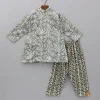 Fashion Floral Printed Grey Kurta With Printed Pyjama BOY Indian Ethnic Wear | Ethnic Sets