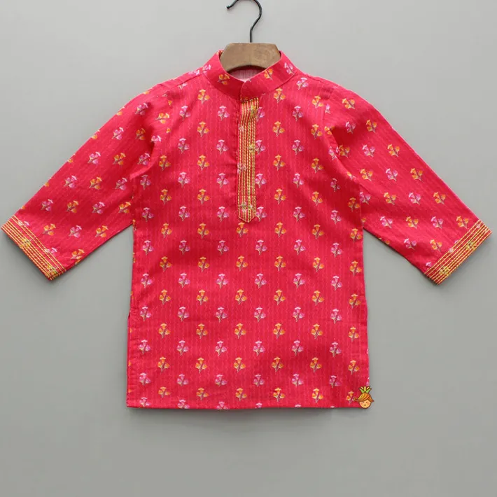 New Floral Printed Kurta And Jacket With Pyjama BOY Indian Ethnic Wear | Ethnic Sets