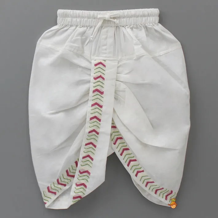 Discount Floral Printed Kurta And Chevron Printed Jacket With Dhoti BOY Twinning Sets | Indian Ethnic Wear