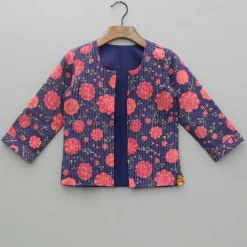 Online Floral Printed Kurta And Front Open Jacket With Pyjama BOY Indian Ethnic Wear | Ethnic Sets