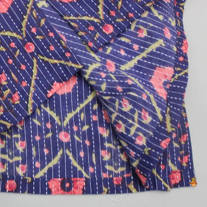 Online Floral Printed Kurta And Front Open Jacket With Pyjama BOY Indian Ethnic Wear | Ethnic Sets