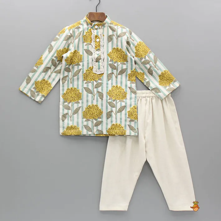 Best Floral Printed Kurta With Pyjama BOY Indian Ethnic Wear | Ethnic Sets