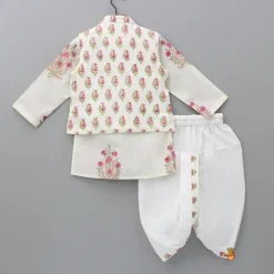 Discount Floral Printed Kurta With Handworked Jacket And Dhoti BOY Indian Ethnic Wear | Ethnic Sets