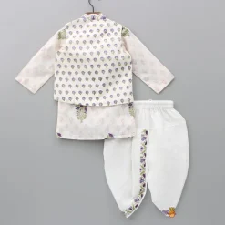 Best Floral Printed Kurta With Jacket And Dhoti BOY Twinning Sets | Indian Ethnic Wear
