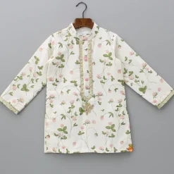 Discount Floral Printed Kurta With Off White Pyjama BOY Indian Ethnic Wear | Ethnic Sets