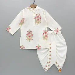 Online Floral Printed Kurta With Handworked Jacket And Dhoti. BOY Indian Ethnic Wear | Ethnic Sets