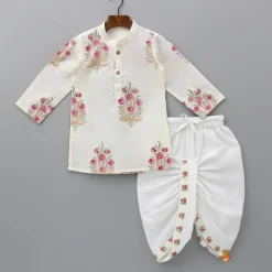 Discount Floral Printed Kurta With Handworked Jacket And Dhoti BOY Indian Ethnic Wear | Ethnic Sets