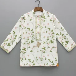 Discount Floral Printed Kurta With Off White Pyjama BOY Twinning Sets | Indian Ethnic Wear