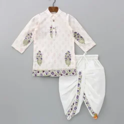 Best Floral Printed Kurta With Jacket And Dhoti BOY Twinning Sets | Indian Ethnic Wear