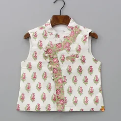 Discount Floral Printed Kurta With Handworked Jacket And Dhoti BOY Indian Ethnic Wear | Ethnic Sets