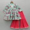 Clearance Floral Printed Kurti And Pink Flared Sharara Ethnic Wear | Palazzos & Shararas