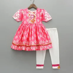 Best Floral Printed Kurti And Pant With Net Dupatta Ethnic Wear | Churidars & Salwars