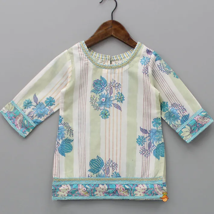 Sale Floral Printed Kurti And Sharara With Matching Dupatta Ethnic Wear | Palazzos & Shararas