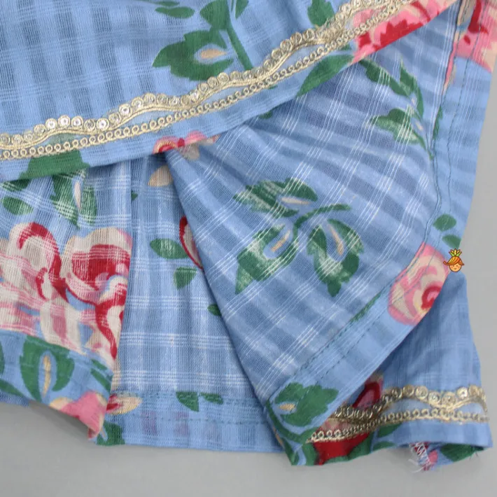 New Floral Printed Kurti And Sharara With Net Dupatta Ethnic Wear | Palazzos & Shararas
