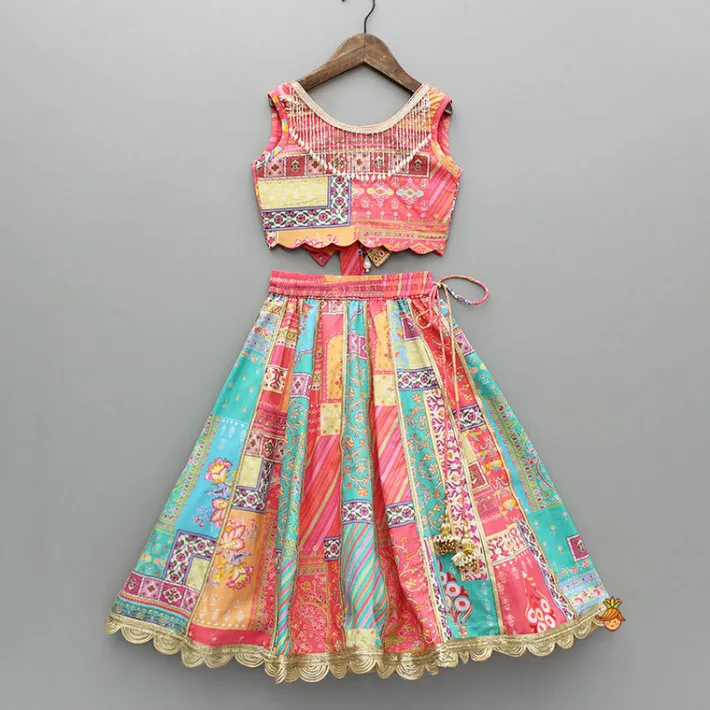 Discount Floral Printed Multicolour Top And Lehenga Ethnic Wear | Lehengas & Ghagras