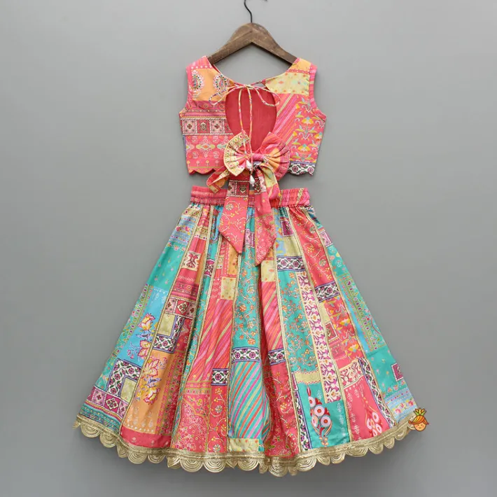 Discount Floral Printed Multicolour Top And Lehenga Ethnic Wear | Lehengas & Ghagras