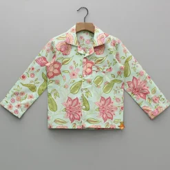 Fashion Floral Printed Notch Collar Top And Pyjama BOY Sleep Wear | Sleepwear