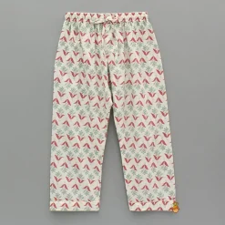 Fashion Floral Printed Notch Collar Top And Pyjama BOY Sleep Wear | Sleepwear