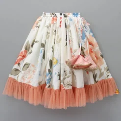 Fashion Floral Printed One Shoulder Top With Lehenga And Peach Dupatta Ethnic Wear | Lehengas & Ghagras