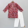 New Floral Printed Red Lace Work Kurta And Pyjama BOY Indian Ethnic Wear | Ethnic Sets